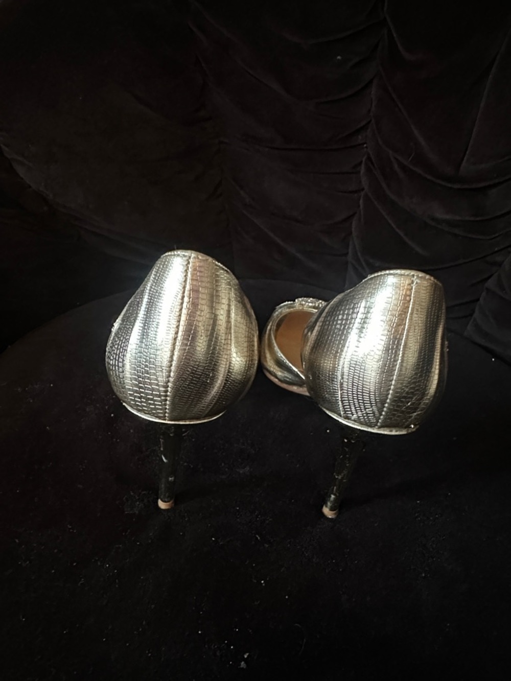 ALDO Gold Open-Toe Heels with Rhinestone Buckle - Picture 3 of 5